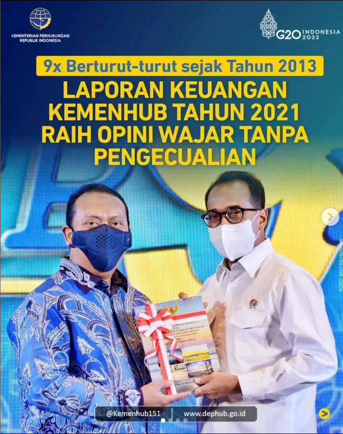 Kementerian Perhubungan kembali meraih predikat WTP dari BPK RI ( 9x Berturut-Turut)