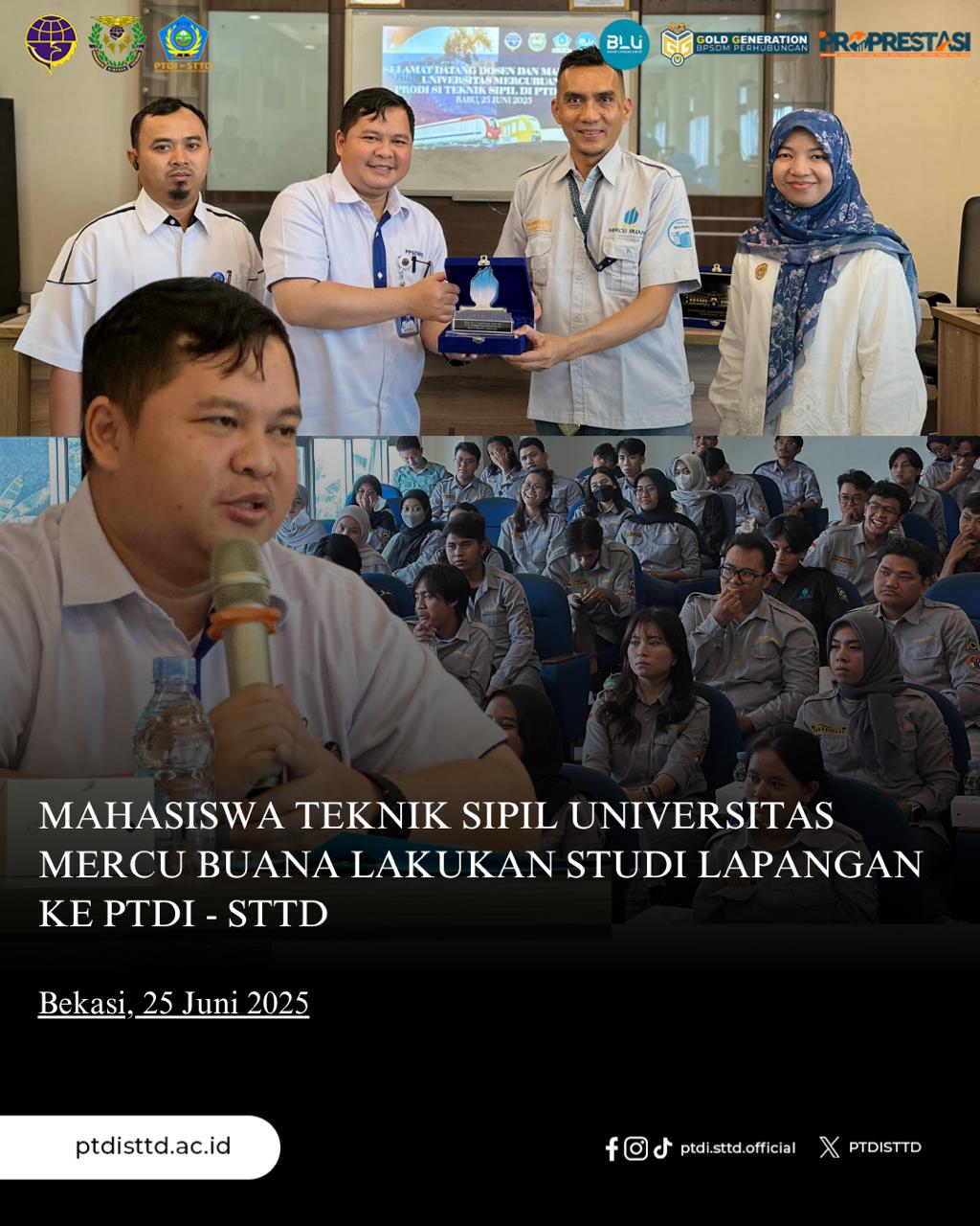kunjungan studi lapangan dari mahasiswa Program Studi Teknik Sipil Universitas Mercu Buana.